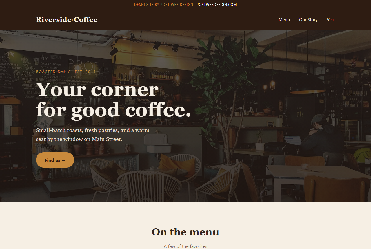 Riverside Coffee — café website demo