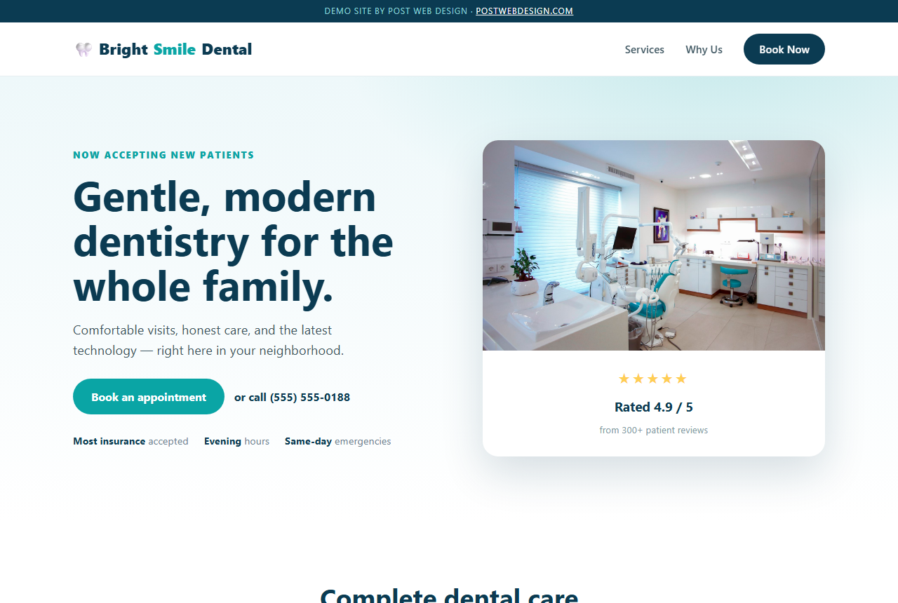 Bright Smile Dental — professional practice website demo